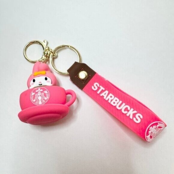 Starbucks My Melody Keychain Pink Cup Charm Coffee Strap Holder - Picture 3 of 6